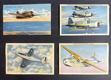 Vintage WWII Military Aviation Aircraft Postcards Lot of 4 US Navy Army 1940s picture
