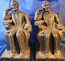 Pair Abraham Lincoln Sitting Thinking w Books 6.5