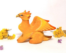 Handmade Clay Phoenix Griffin Figurine Small Gryphon Sculpture Fantasy Ornament picture