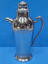 Vintage 12” Silver Chrome Cocktail Pitcher Shaker Martini Bar Barware Art Deco picture