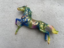 Breyer BreyerFest Horse #711482 Favrile Glossy Rainbow Zebra Rearing Mustang LE picture