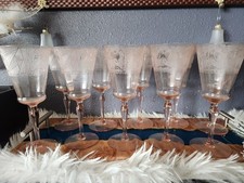 Rare Set 10 vintage Glastonbury  Lotus LA Furiste Pink Etched footed tumblers  picture