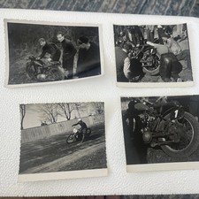 VTG 1949’s B&W Photo Snapshot Motorcycle Race And Repair Lot Of 4 picture