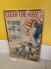 WW1 Clear The Way Buy Bonds fourth liberty loan Poster Christy lady liberty 18S7 picture