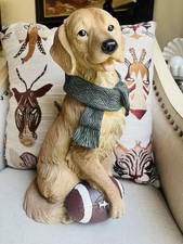 Cute Realistic Look Golden Retriever Figurine/Statue Ready For Football Season  picture