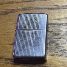 Vintage 1984 Zippo Lighter Chrome Vertical Line Pattern Brushed Silver picture