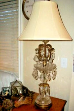 1960s Elegant Crystal Chandelier Lamp Macaroni Chain Beads Loaded Prisms HWR picture