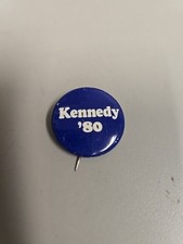 Kennedy 80 1980s Political Pinback Hat Pin Button 1 3/8” picture