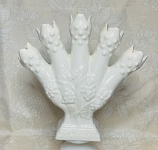 1950s White Porcelain Five Finger Majolica Tulipiere Tulip Vase picture