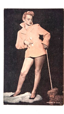 1940's Burlesque Pinup Girl in Orange Coat Walking Her Dog Exhibit Supply Co. picture