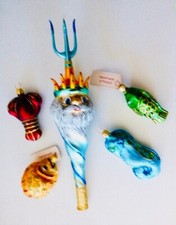 Slavic Treasures 1998 KING NEPTUNE SET..Tree Topper plus 4 Fish Ornaments..NIB picture