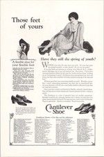 Cantilever Shoe Vintage Print Ad 1920s Black White Fashion Shoes picture