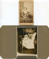 Two Vintage 1920 Photos : Woman and Baby in Chair picture