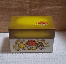 Vintage 70’s Merry Mushroom Tin Metal Recipe File Box Syndicate Mfg. Co. picture