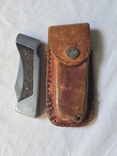 VTG Sharp 200 Stainless Steel Lockblade Pocket Knife w/Leather Sheath Japan picture