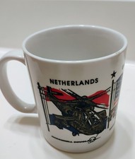 Vintage McDonnell Douglas Apache Helicopter Mug US UK Netherlands Flags Linyi picture