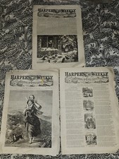 Lot 3 Vintage 1866 Harper's Weekly Newspapers Full Civil War Era Reconstruction picture