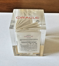 Vintage 1986 Oracle Corporation IPO Lucite Paperweight Cube Deal Toy ORCL picture