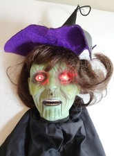 Vtg Gemmy Green Face Witch Hanging Halloween Prop Decoration Animated Sound picture