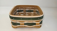 Longaberger Square Basket Green & White Protector 2009 5.5