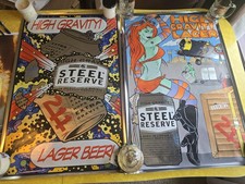 (2) Pair of  Steel Reserve HG 211 Lager Beer Posters By Frank Kozik-Shiny Foil picture