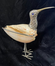 Gabriella Binazzi seashell bird figure with silver plate details Italy picture