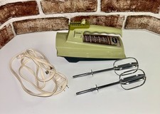 Vtg Sunbeam Mixmaster 5 Speed Hand Mixer Avocado Green Tested Working w/ Beaters picture