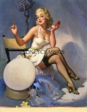 1956 Gil Elvgren Sexy Pin-Up Print Silk Stocking Beauty Is Camera Ready All Set picture