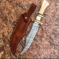 Custom Handmade Damascus Steel 15 Inches Bowie Knife - Hunting Knife Bone Knife picture