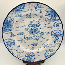 Vintage Disney Winnie the Pooh Blue Toile Stoneware Dinner Plate 11