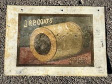 RARE Antique 1890s J&P Coats Advertising Tin Sign Thread Spool Cabinet Display  picture