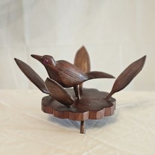 Vintage Hand Carved Wood Bird Sculpture 'Jamaica' Folk Art Rustic picture