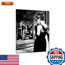 Hepburn Canvas Wall Art Black and White Picture 18x24 Inches Ready to Hang picture