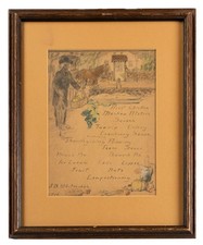 1906 Hand Drawn Thanksgiving Dinner Advertisement for J.B. Whitemore Holyoke MA picture