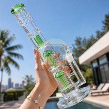 16inch Perc Glass Bong 18mm Bowl Heavy Percolate Bongs Smoking Hookah Water Pipe picture