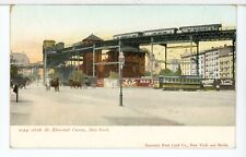 110th St. EL and Trains, Streetcar Below, 1901 - 1907 UDB New York, NY Postcard picture