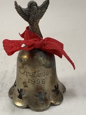 Vintage 1996 Christmas Bell Silverplated Angel w/ribbon International Silver Co picture
