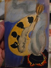 1912 *ORIGINAL*  HALLOWEEN PAINTING - Ellen Clapsaddle Postcard Production Art  picture