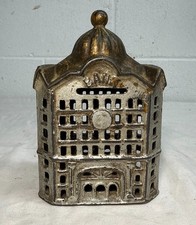Antique A.C. Williams Cast Iron domed Coin Still Bank Made in 1900-20 nice paint picture