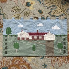 Vintage Folk Art Hand Crafted Fabric Wall Hanging Classic Americana Bucolic picture
