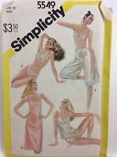 1982 Simplicity 5549 VTG Sewing Pattern Uncut Women Slip Camisole Bra Size 12 picture