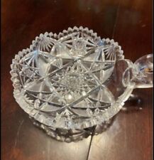Vintage Cut Crystal One Handled Nappy 6” Diameter Sawtooth picture