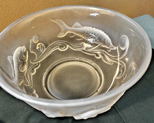 Fenton French Opalescent Iridescent Glass Atlantis Sturgeon Koi Fish Carp Bowl picture