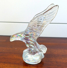 Clear Glass Eagle Bird Figurine Collectible Decor Wings Up Glass Figurine picture
