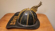 Antique Leather Cairns & Bro Firefighters Helmet w RARE Fox Finial  picture