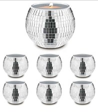 Glass Mirror Disco Ball Candle Holder Set 8 piece picture
