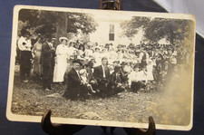 RPPC Postcard circa 1910 40+ People at an outside church event picture