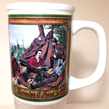 Vintage Currier and Ives Decorated Coffee Cup Mug Tea Cup Big 12 oz picture