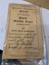 VINTAGE 1928/29 SCIOTO COUNTY POWELLSVILLE,OHIO REPORT CARD picture