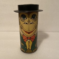 VINTAGE HARRY HORNE CIRCUS CLUB MARSHMALLOW TIN, TORONTO, CANADA MONKEY picture